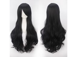 Peruca Comprida, Encaracolada, Com Aspeto Natural E Franja, Com 80 Cm De Comprimento Preto