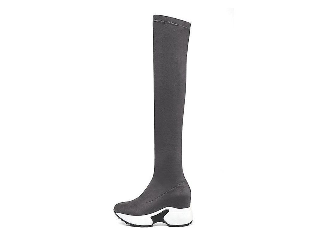 2026 botas Amplas para Mujer de Tela Elástica Con Punta Redonda Y Tacón Wedge de Invierno