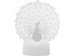 Luminária Noturna 3d Led Pavão Sensível Ao Toque, Lâmpada Decorativa