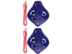 Conjunto de 2 Ocarinas de Cerâmica Azul Cobalto, 6 Furos, Tonalidade Dó Maior, Mini Instrumento de Sopro SFUSHOS