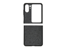 Mali capa de Telefone em Couro com Padrão de Avestruz Protetora Anti risco e Anti poeira para Oppo Find N2 Flip Preta