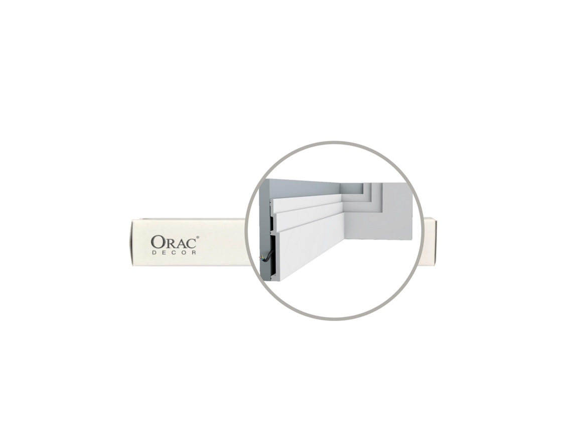 Caixa 8 Peças Perfil Orac Zocalo 200x2,2x20cm Sx181 Highline Orac Decor