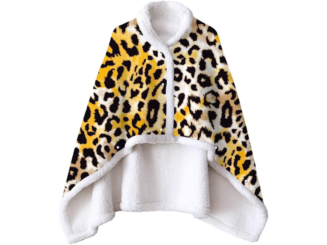 Manta de Lã Sherpa Fansu Xale Macia Inverno Estampada com Botões Quente Microfibra para Adultos e Crianças 150