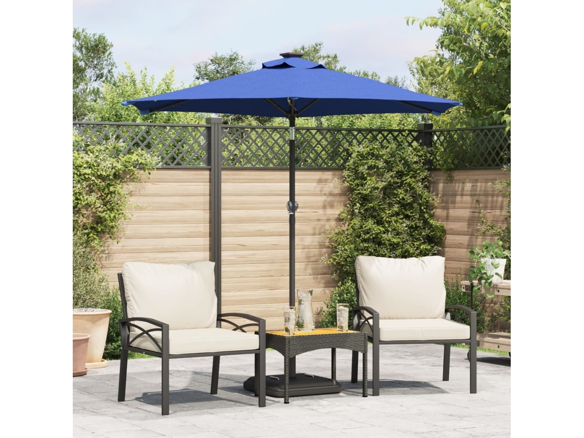 Vidaxl Guarda-sol Jardim C/leds E Poste Aço 225x225x212 Cm Azul-ciano