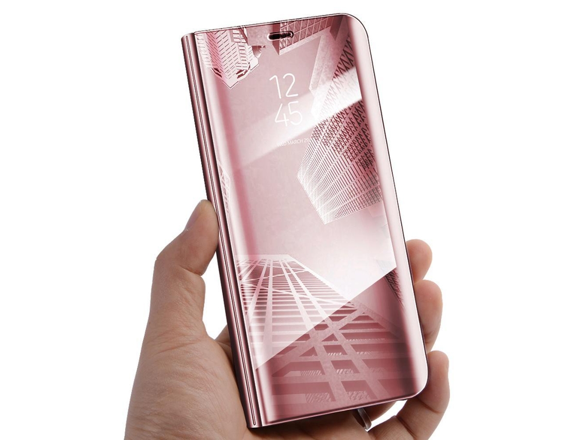 Capa Flip Mirror View Com Stand para Samsung S8 Plus Rosa