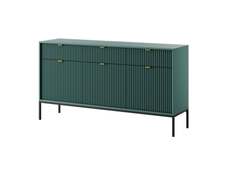 Cómoda Três Portas Seis Prateleiras Labrador Largura Altura 3XE LIVING Painel de partículas Verde (83x154x39)