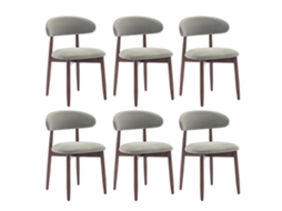 Smartue Conjunto De 6 Cadeiras De Jantar Estofadas Com Pernas De Madeira, Estilo Escandinavo, Verde