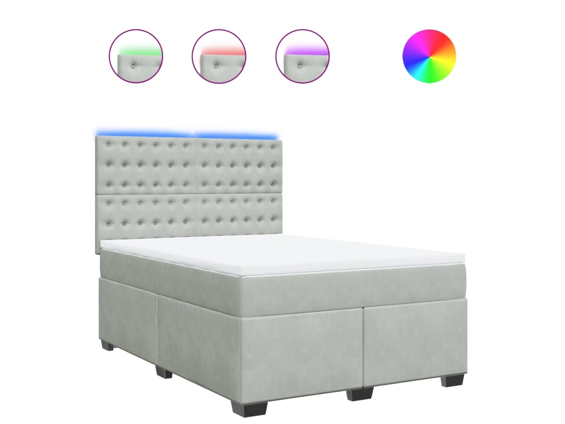 Box Spring Bed, Box Spring Beds Vidaxl Cinzeto Veludo (140 X 190 Cm)