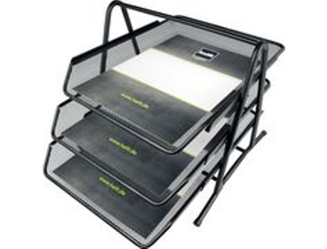 Briefablagen Set The Bridge Network, Schwarz 3er Set, Din A4 Bis C4, Pulverbeschichteter Mesh Stahl / 1 Stück Helit