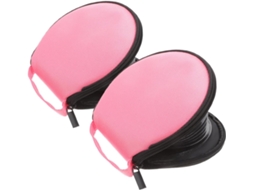 Conjunto De 2 Estojos Redondos Rosa Para Cd/dvd Em Tecido Oxford.
