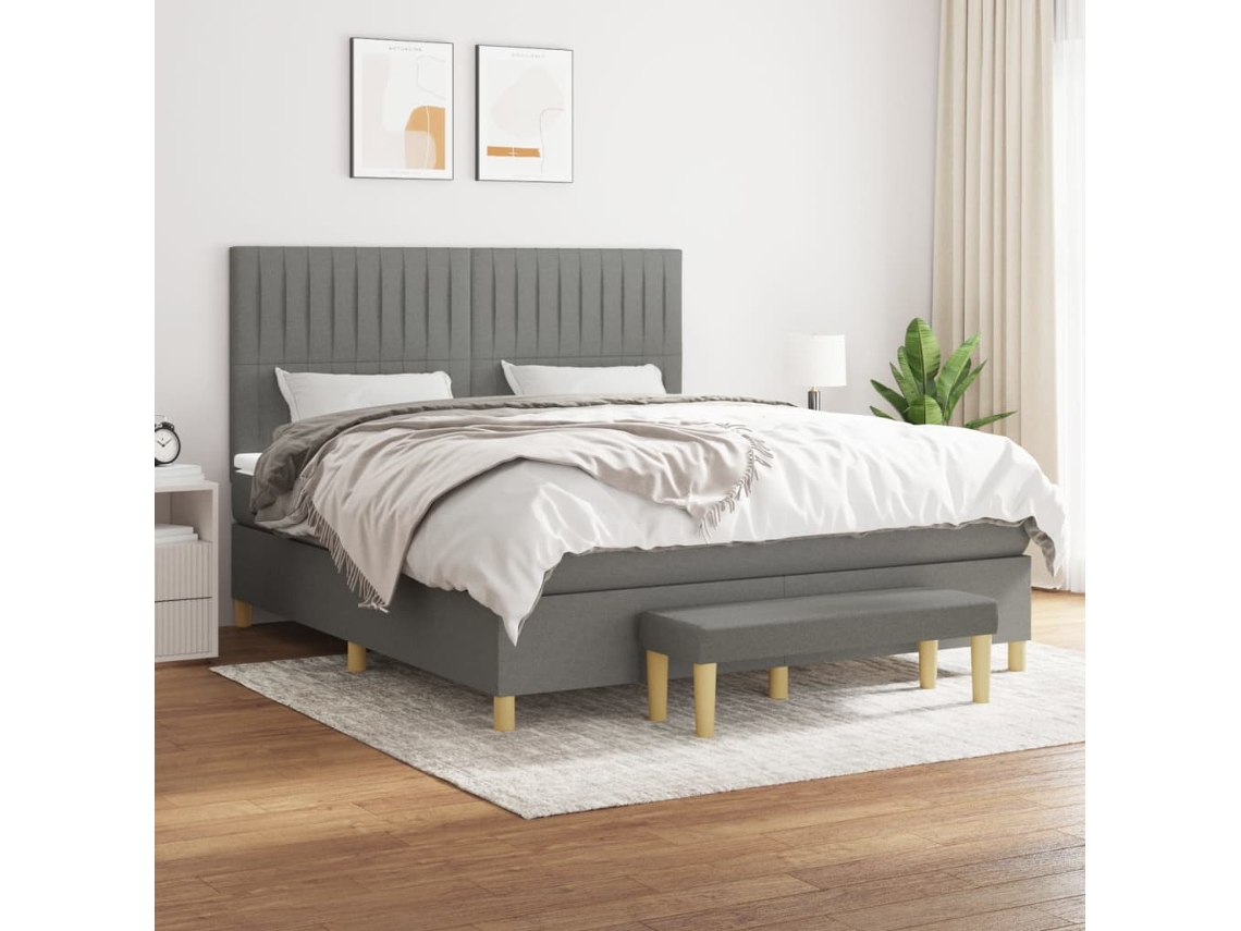 Vidaxl Cama com Molas/colchão 180x200 Cm Tecido Cinzento escuro