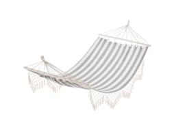 Cama Rede Madeira, Tecido Misto (65% Algodão, 35% Poliéster) Cor Creme e Cinza 200x100 cm Outsunny