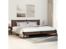 Estrutura Cama Sem Colchão 193x203 Cm Metal Carvalho Castanho