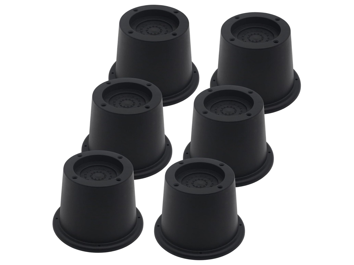 Lurelia Elevador Para Móveis, Pack Com 6 Pés, Antivibração, Em Borracha, Em Abs, Para Cama, Sofá E Mesa, 5,8 Cm, Preto, Suporta Até 590 Kg