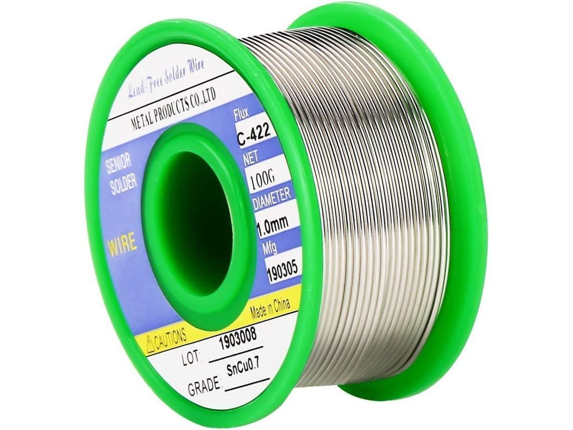 Hilo de Soldadura Sem Chumbo de 1,0mm com Núcleo de Colofônia, 99,3% Sn, 100g para Eletrônica e Reparações DIY com S/MARCA