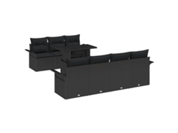 Conjunto 8 Conjunto De Sofá Modular Vidaxl Preto Vime Pe (251 X 179 X 85 Cm)