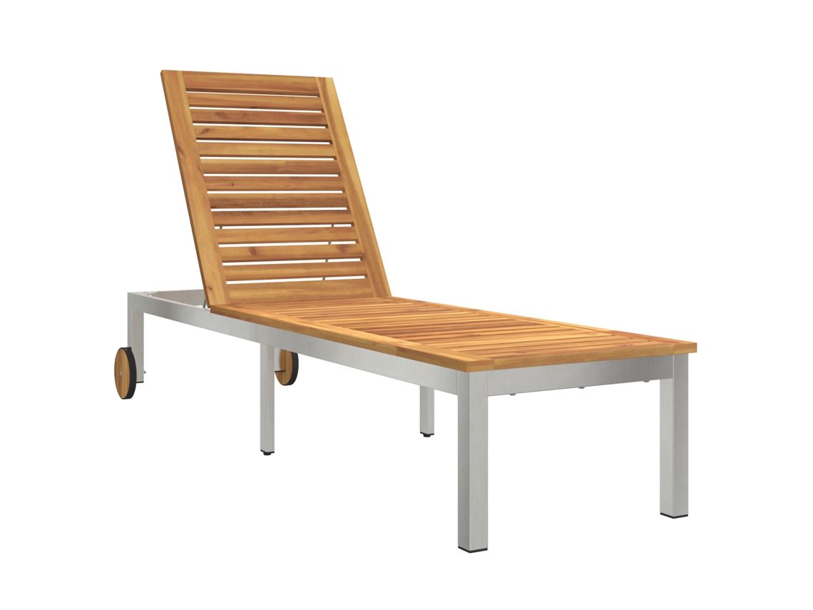 Conjunto 1 Espreguiçadeira Vidaxl Castanho Madeira De Acácia Maciça (205x53x100 Cm)