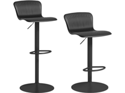 Bancos Altos de Cozinha Polipropileno, Metal Cor Preto 38.5x40x76.5-97.5cm Homcom