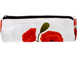 Este porta-lápis com estampa de papoula vermelha, organizador de mesa e para cosméticos, é ideal para a escola e para a escrivaninha.