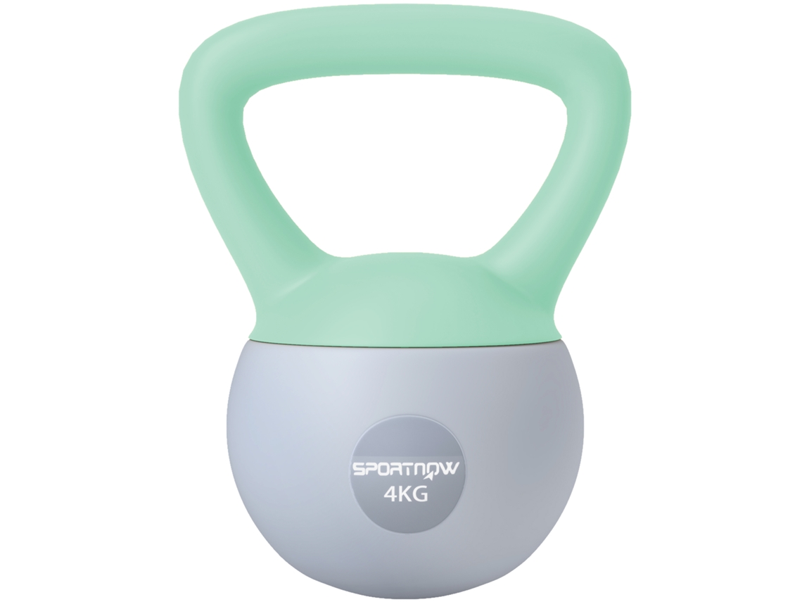 Kettlebell De Verde 4 Kg Pesa Russa Preenchida Areia Metálica E Alça Antiderrapante 19x15x25 Cm