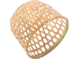Abajur De Bambu Natural Trançado, 25x20 Cm, Estilo Rústico, Resistente A Quebras.