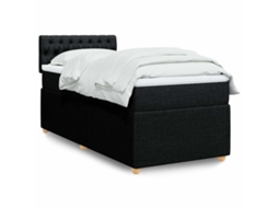 Cama com molas/colchão 90x190 cm tecido preto