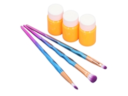 3pcs Tinta Corporal E Facial Laranja Fluorescente 30g Com Pinceis Para Festas