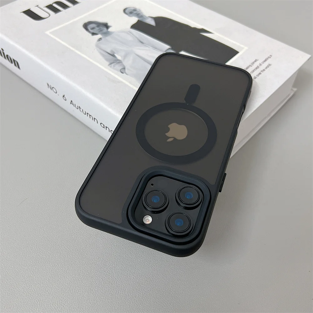 Capa Magsafe Com Carregamento Sem Fio Magnético Para Iphone (iphone 16 Plus, Preta), Acabamento Fosco.