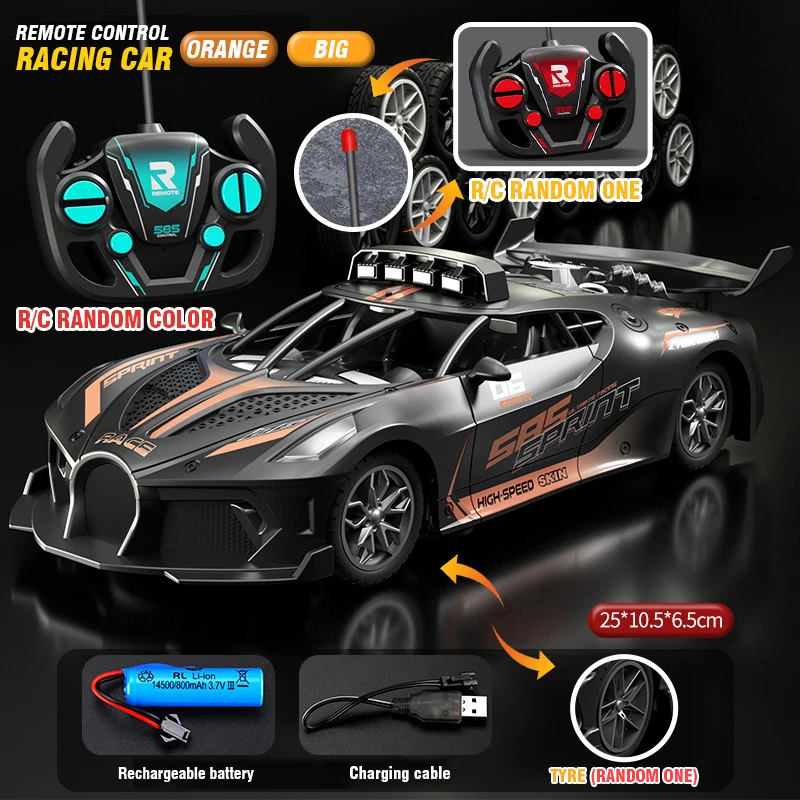 Carro de Drift com Controle Remoto, Brinquedo Infantil, Rádio Controle MDUG (laranja, 25cm)