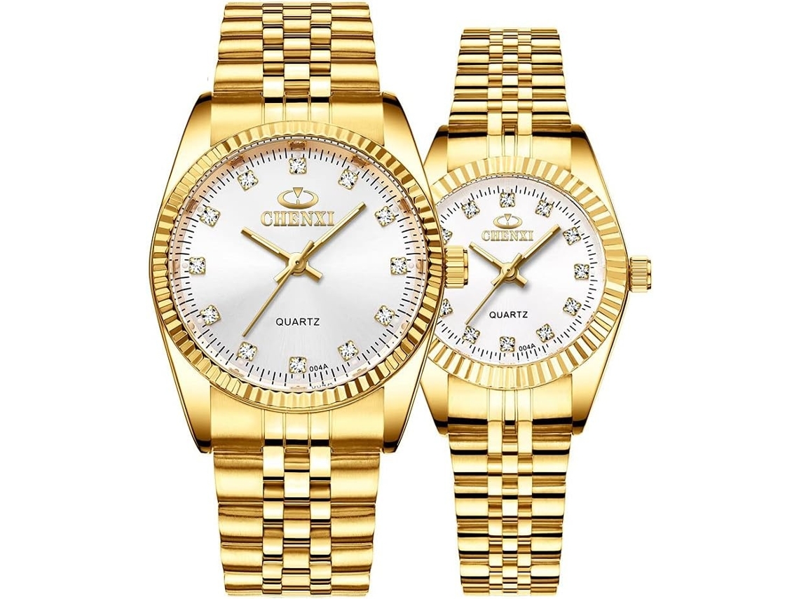 Lurelia Relógio Digital, Alarme, Data/calendário, 12/24h, Luminoso, Aço Inoxidável, Resistente À Água 50m, Dourado E Preto