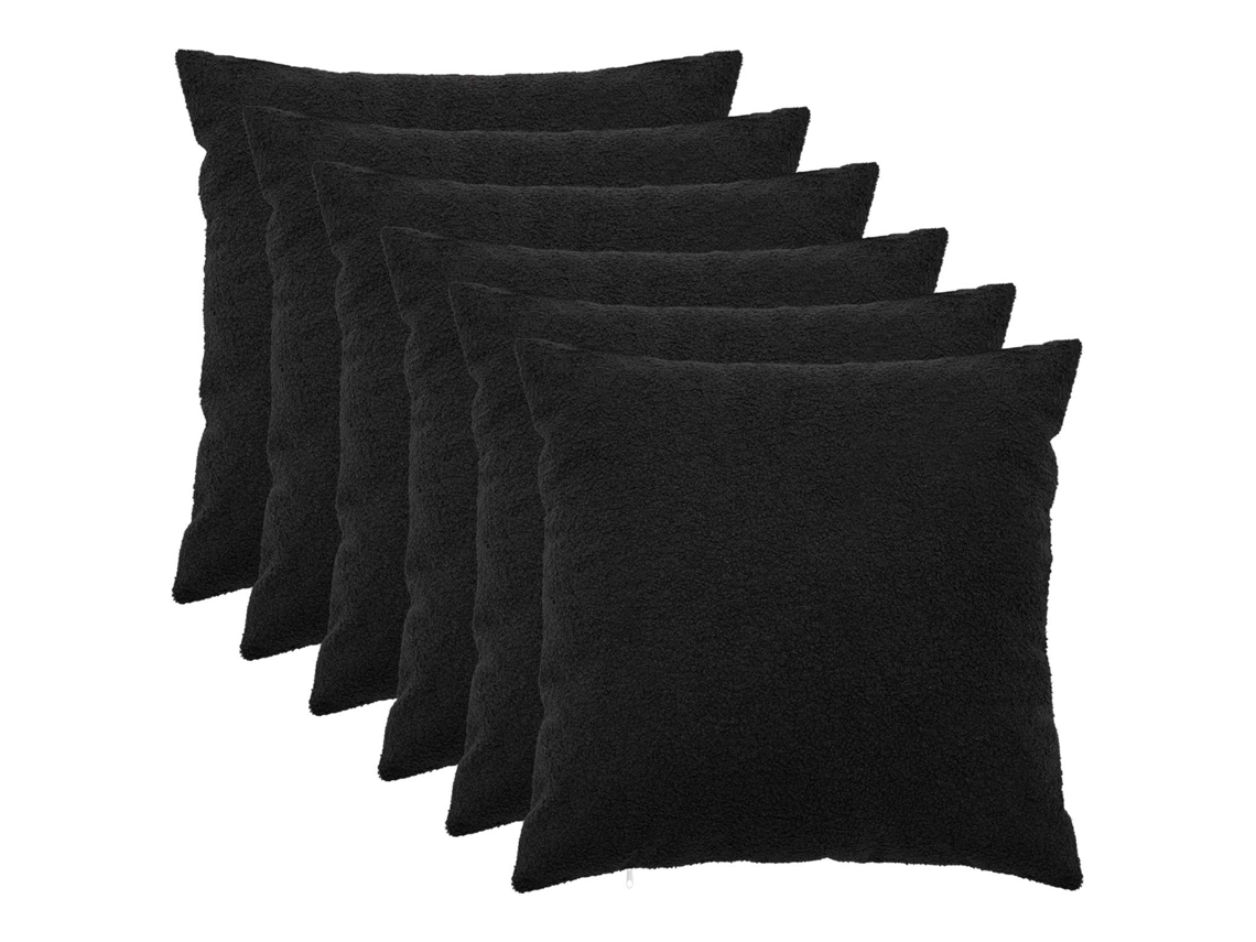 Vidaxl Capa Almofada 6 Pcs Heerlen Preto 80 X 80 Cm Bouclé
