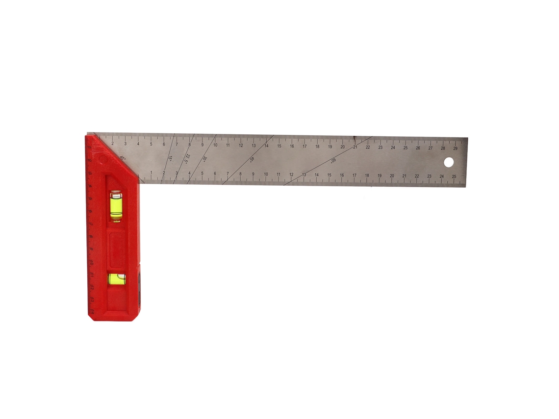Quadrado de Marcenaria Profissional 30cm com Bolha de Nível | S/MARCA