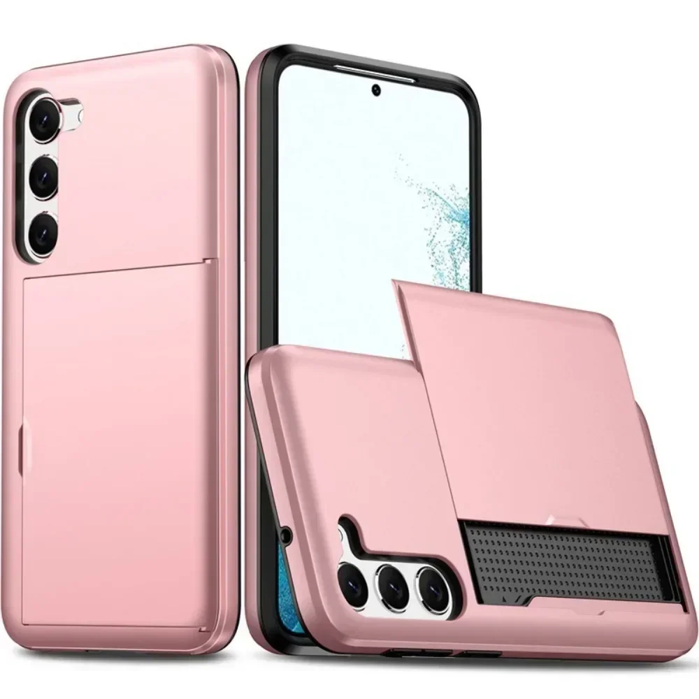 Capa Carteira À Prova De Choque (rosa Claro Para Galaxy A56) Para Slot De Cartão Sim Da Samsung.