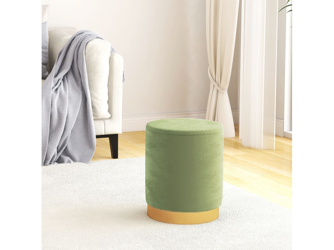 Vidaxl Banqueta Com Arrumação Redonda Veludo 31 X 37 Cm Cor Mostarda
