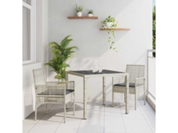 Vidaxl Conjunto De Jantar Para Jardim 3 Unid. Cinzento-claro Vime Pe