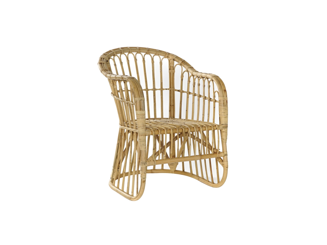 Poltrona de Rattan Natural, Marrom Claro, 62x72x83cm