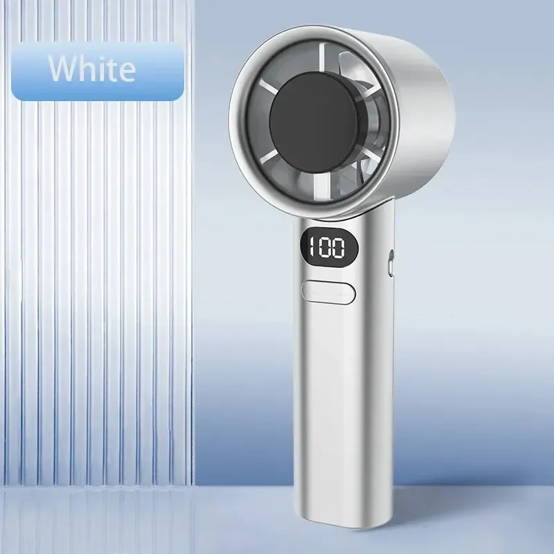 (branco) Ventilador Portátil De Mão Para Uso Externo, Potente Ventilador De Turbina, 120 Velocidades De Vento