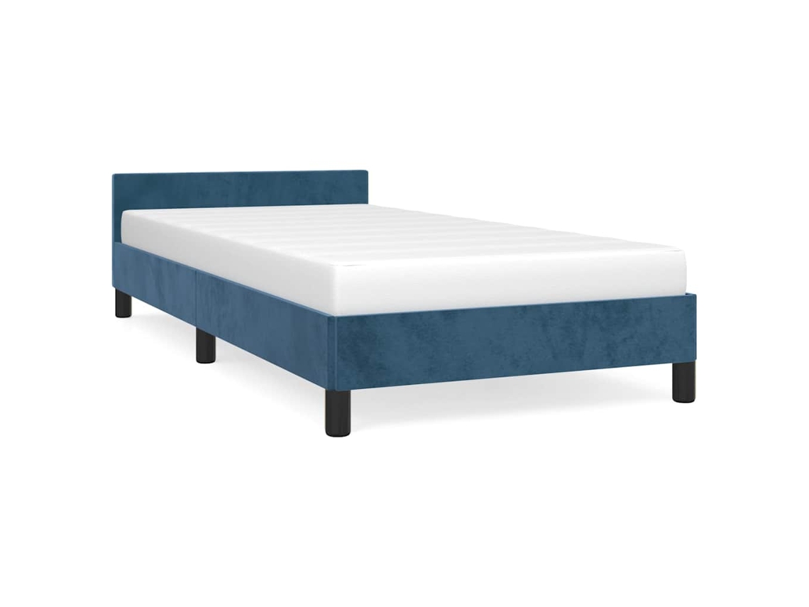 Bed Frame With Headboard, Bed Frames With Headboard Vidaxl Azul Veludo (80 X 200 Cm)