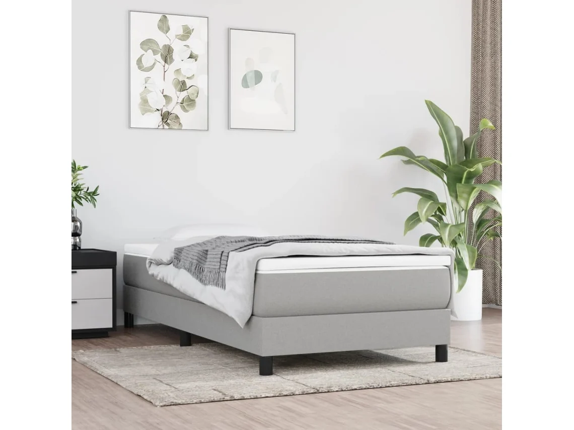 Vidaxl Estrutura De Cama Com Molas 90x200 Cm Tecido Cinzento-claro