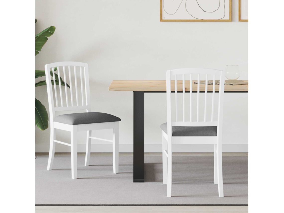 Vidaxl Cadeiras De Jantar 2 Unid. Madeira De Borracha Sólida Branco