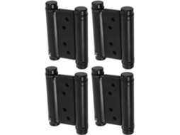 Conjunto de 4 Dobradiças de Mola de Ação Dupla em Aço Inoxidável Preto, 3 Polegadas, com Fechamento Automático. SFUSHOS