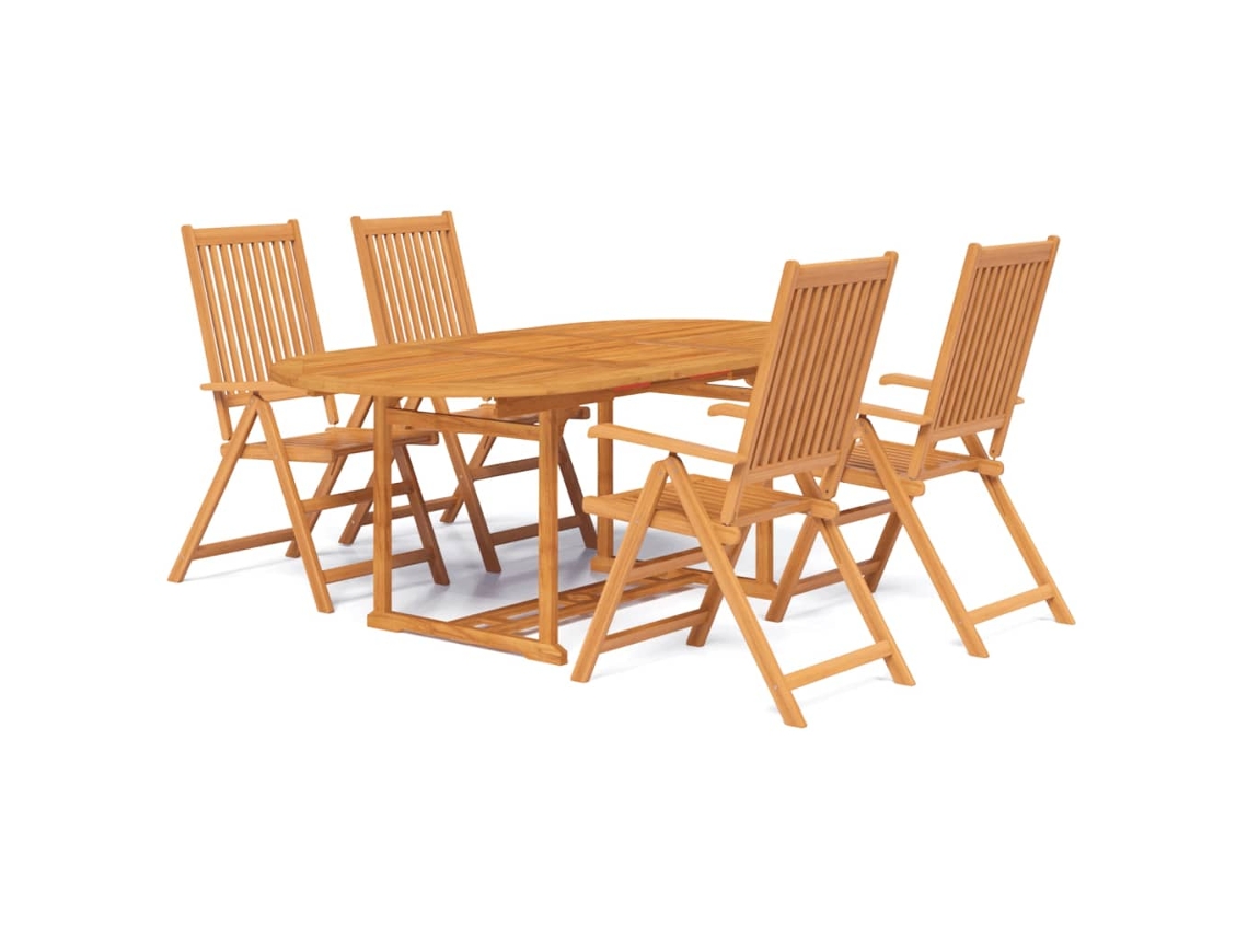 Conjunto de Jantar de 5 para Jardim Madeira de Acácia Maciça (150x200 cm) MAISON EXCLUSIVE