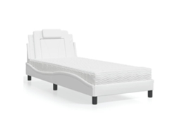 Vidaxl Cama Viana Com Colchão 90x190 Cm Couro Artificial Branco
