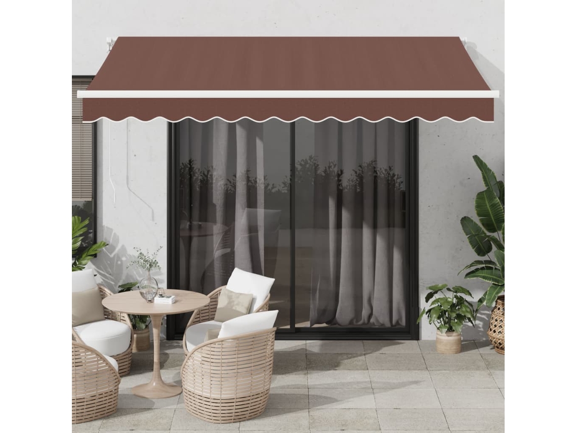 Vidaxl Toldo Retrátil Automático Com Luz Led 350x250 Cm Castanho