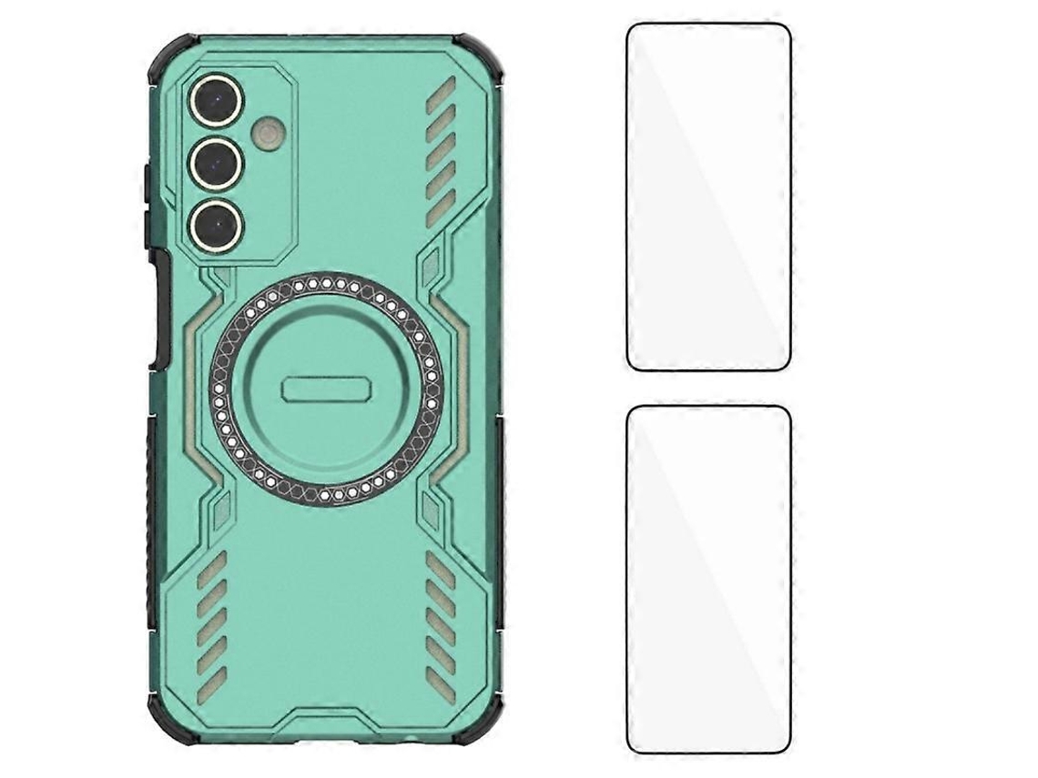 Capa Magnética Tkdaddy Para Samsung Galaxy A15 4g / Galaxy A15 5g Wanlonfeng Dj Series Pc Tpu Com 2 Películas De Vidro Temperado Verde