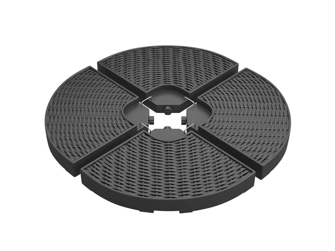 Base Para Guarda-sol De 4 Peças Em Hdpe, Preenchível Com Água E Areia, Ø100x8 Cm, Preta