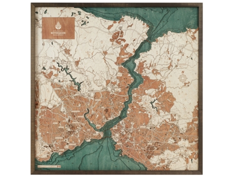 Mapa 3D com Moldura Istambul L Madeira Multicolorido 76X6X76 Cm CUTTING BROTHERS