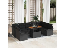 Vidaxl Conjunto De Sofá De Jardim 10 Unid. Preto