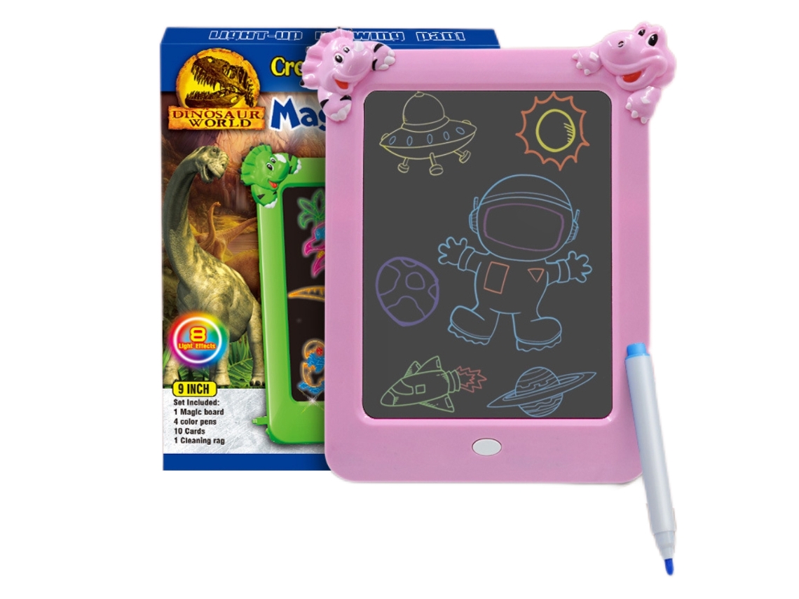 Mali quadro de Desenho Eletrônico com Led para Crianças 3+ Anos Brinquedo Educativo Dinossauro