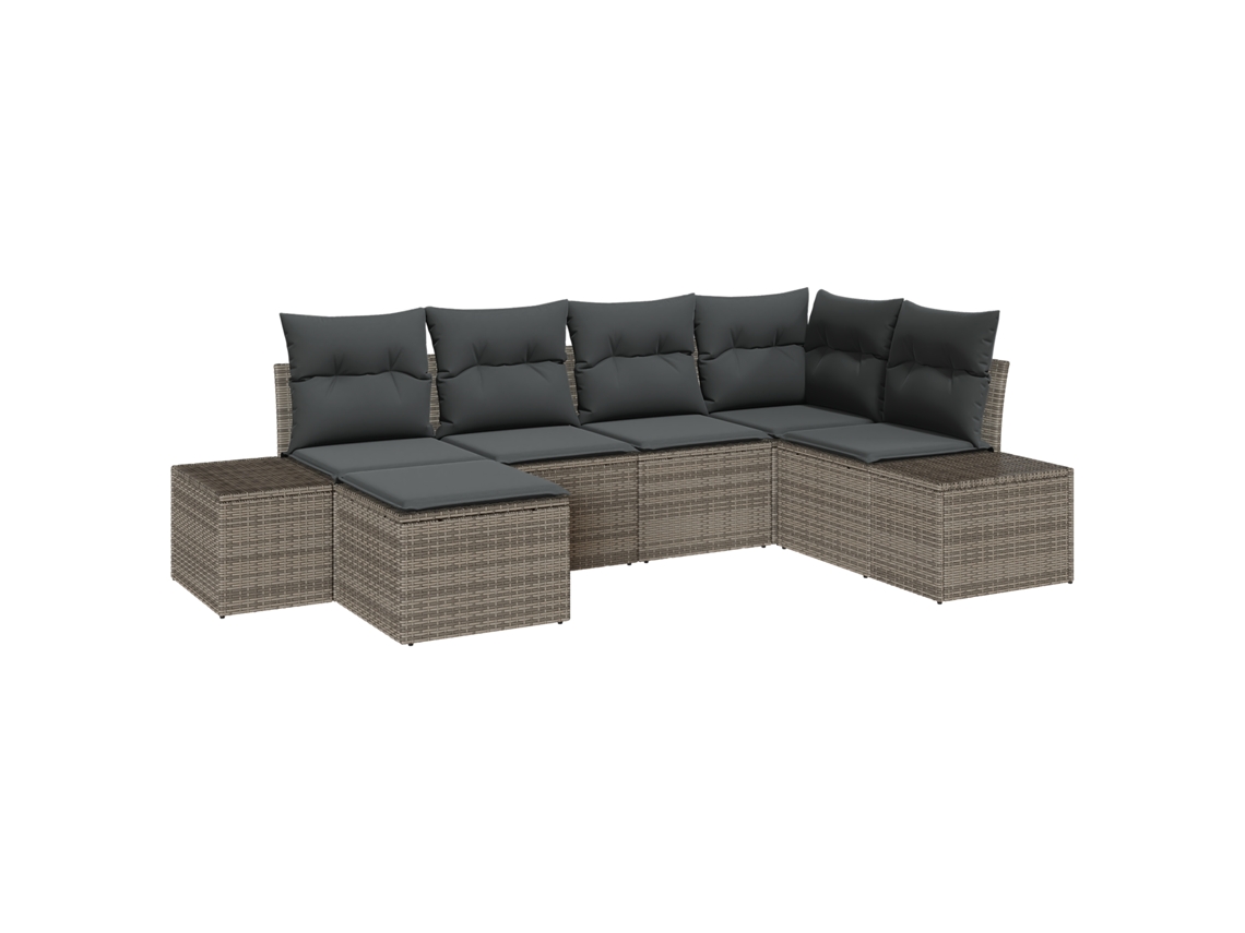 Conjunto 6 Conjunto De Sofá De Jardim Vidaxl Cinzento Vime Pe (264 X 62 X 85 Cm)